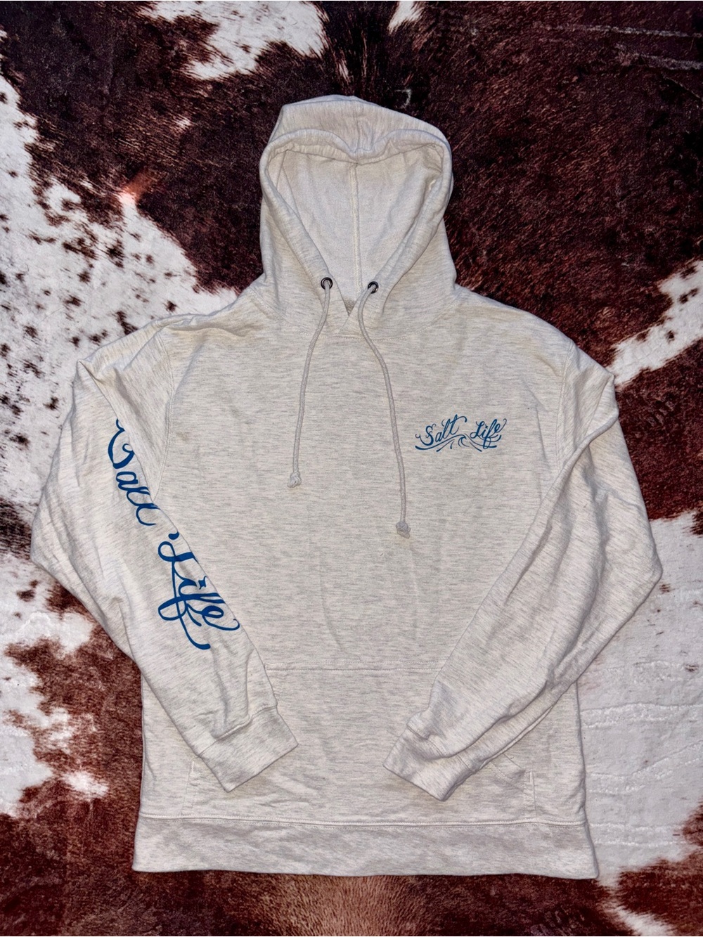 Salt Life Light White Women's Pullover Hoodie with Blue Script